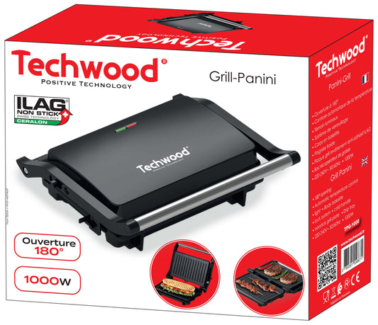 Techwood Grill Panini cu placa antiaderenta ILAG 1000W
