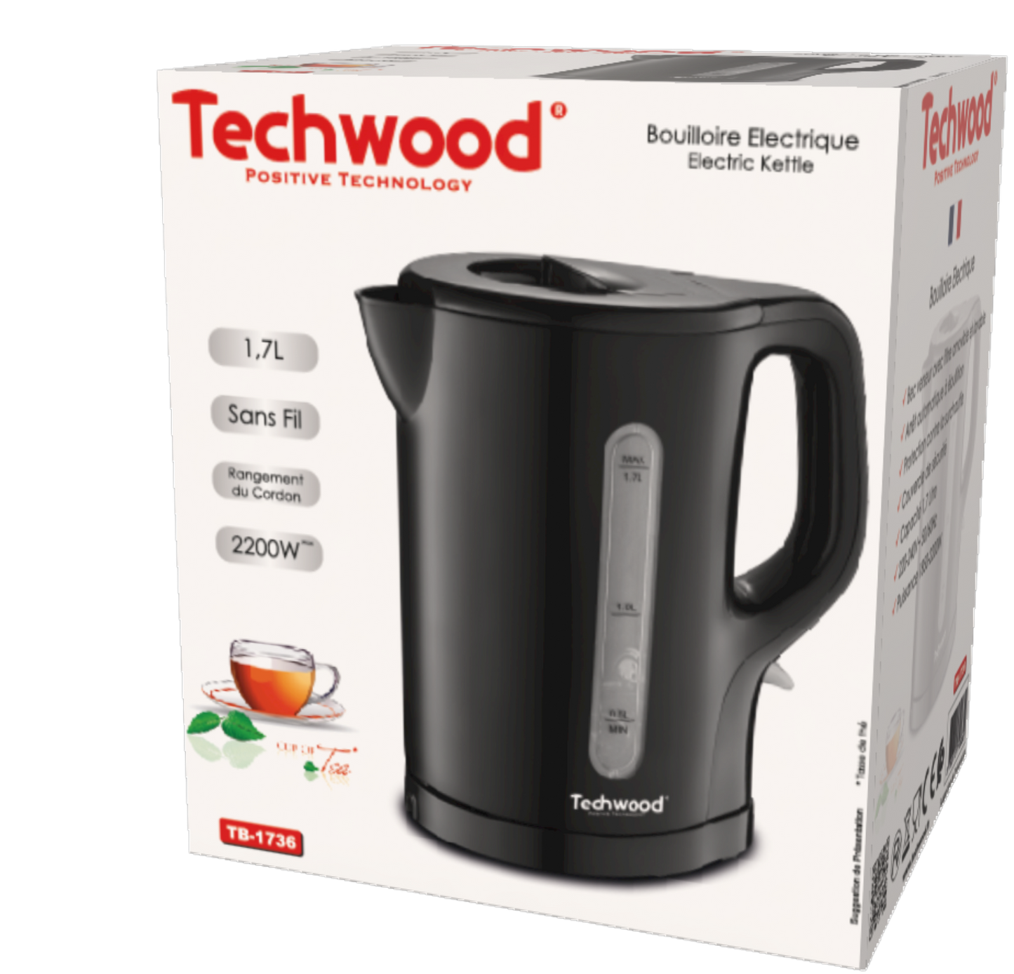 Fierbator 1,7l, negru, putere de 2200 W