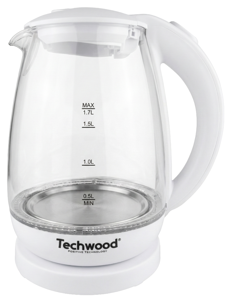Techwood Fierbător de sticlă de 1,7 l, transparent
