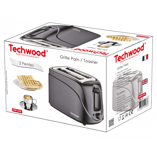 Techwood Prajitor de paine negru, 2 felii