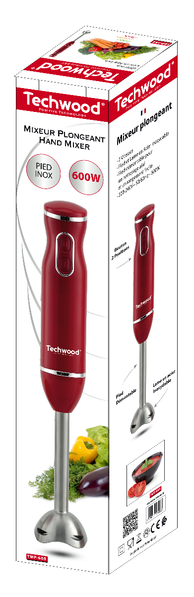 Techwood Mixer vertical cu picior, rosu, 600 W