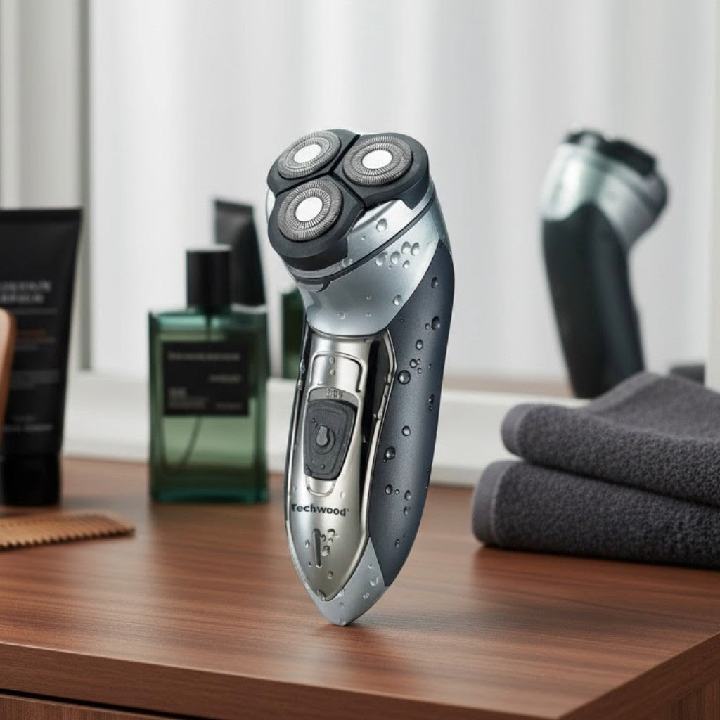 Aparat de ras electric Techwood, 3 lame, acumulator NiMh 600mA pentru barbierire precisa si eficienta