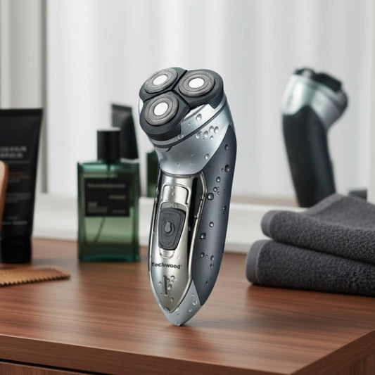 Aparat de ras electric Techwood, 3 lame, acumulator NiMh 600mA pentru barbierire precisa si eficienta